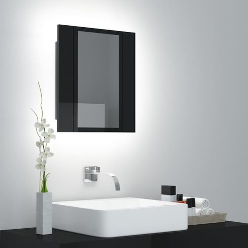 Armoire à miroir de bain à LED Noir brillant 40x12x45 cm - Photo n°3; ?>