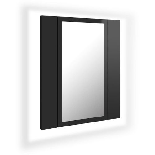 Armoire à miroir de bain à LED Noir brillant 40x12x45 cm - Photo n°2; ?>