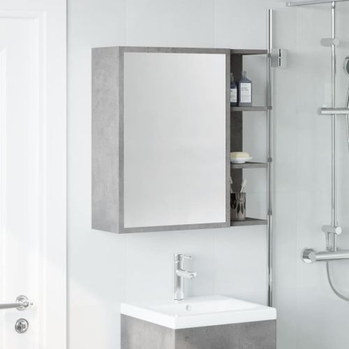 Armoire à miroir de bain Gris béton 62,5x20,5x64cm - Photo n°3; ?>