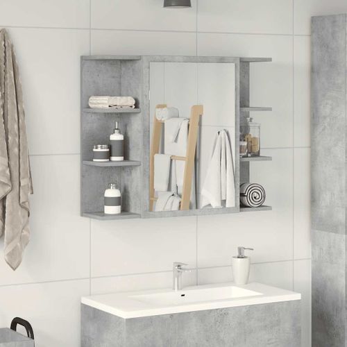 Armoire à miroir de bain Gris béton 80x20,5x64 cm - Photo n°3; ?>