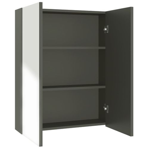 Armoire à miroir de salle de bain 60x15x75 cm MDF Gris - Photo n°3; ?>