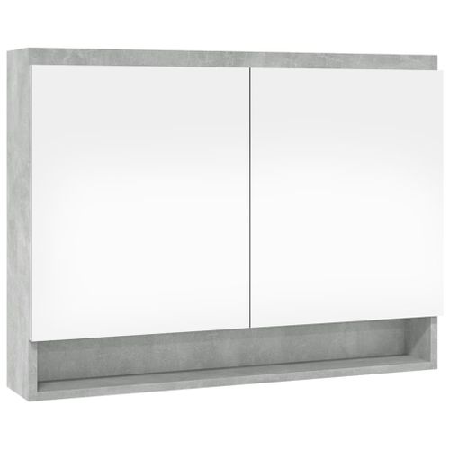 Armoire à miroir de salle de bain 80x15x60 cm MDF Gris béton - Photo n°2; ?>