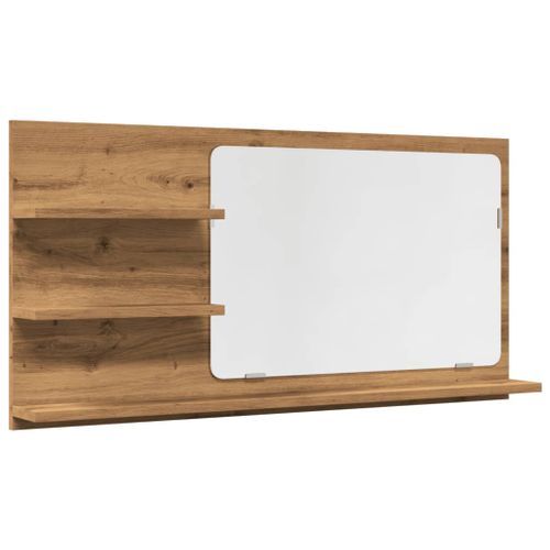 Armoire à miroir de salle de bain chêne artisanal 90x11x45 cm - Photo n°2; ?>