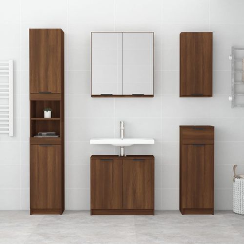 Armoire à miroir de salle de bain Chêne marron 64x20x67 cm - Photo n°3; ?>