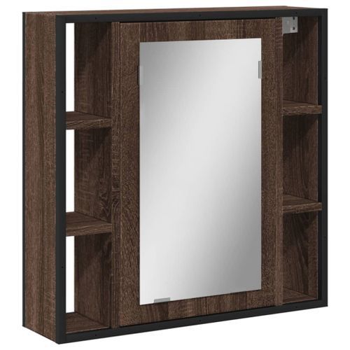 Armoire à miroir de salle de bain chêne marron bois ingénierie - Photo n°2; ?>