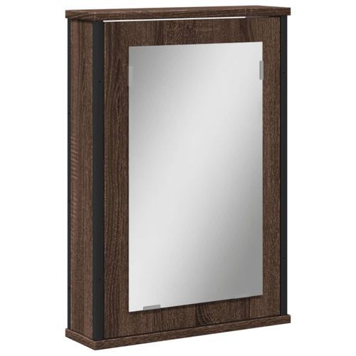 Armoire à miroir de salle de bain chêne marron bois ingénierie - Photo n°2; ?>