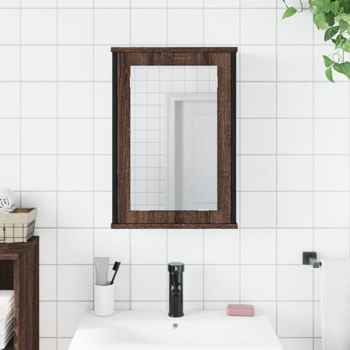 Armoire à miroir de salle de bain chêne marron bois ingénierie - Photo n°3; ?>