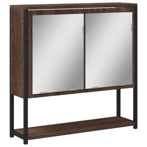 Armoire à miroir de salle de bain chêne marron bois ingénierie - Photo n°2; ?>