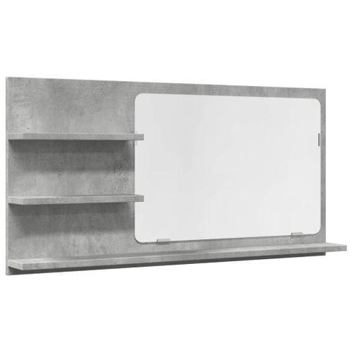 Armoire à miroir de salle de bain gris béton bois d'ingénierie - Photo n°2; ?>