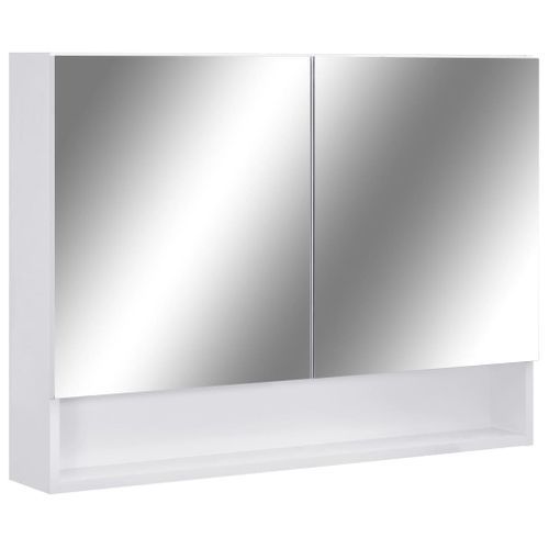 Armoire à miroir de salle de bain LED Blanc 80x15x60 cm MDF - Photo n°2; ?>