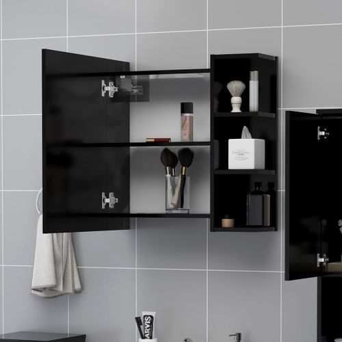 Armoire à miroir de salle de bain Noir 62,5x20,5x64cm - Photo n°3; ?>