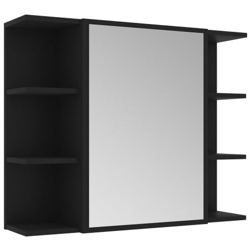 Armoire à miroir de salle de bain Noir 80x20,5x64 cm - Photo n°3; ?>