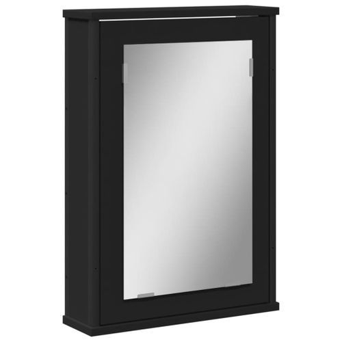 Armoire à miroir de salle de bain noir bois d'ingénierie - Photo n°2; ?>