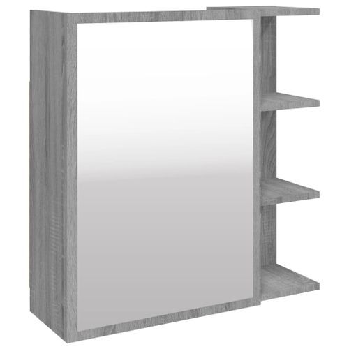 Armoire à miroir de salle de bain Sonoma gris 62,5x20,5x64 cm - Photo n°2; ?>