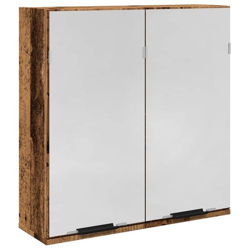 Armoire à miroir de salle de bain vieux bois 64x20x66,5 cm - Photo n°2; ?>