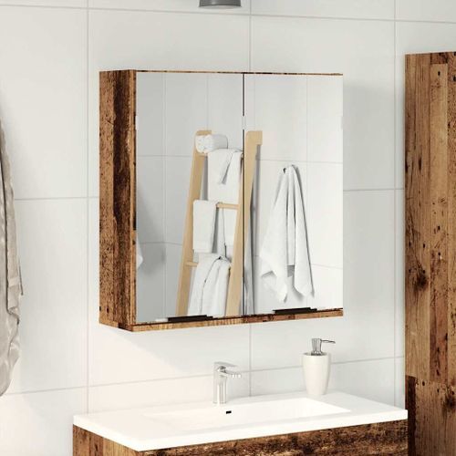 Armoire à miroir de salle de bain vieux bois 64x20x66,5 cm - Photo n°3; ?>