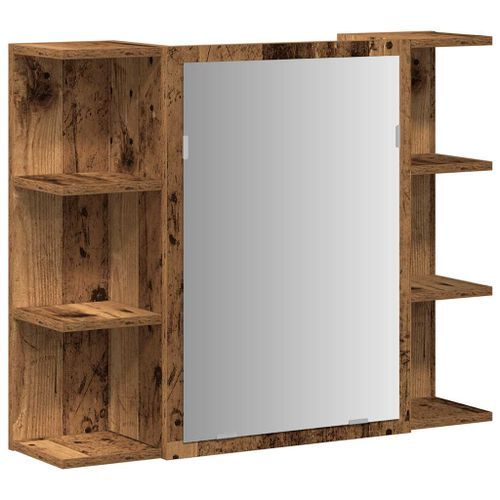 Armoire à miroir de salle de bain vieux bois bois d'ingénierie - Photo n°2; ?>