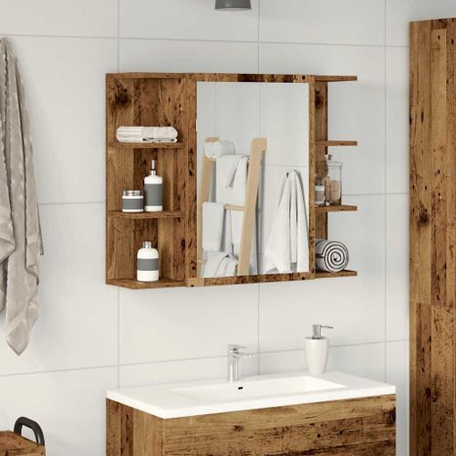 Armoire à miroir de salle de bain vieux bois bois d'ingénierie - Photo n°3; ?>