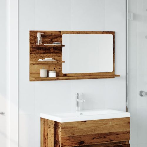 Armoire à miroir de salle de bain vieux bois bois d'ingénierie - Photo n°3; ?>