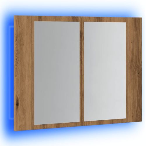 Armoire à miroir LED chêne artisanal 60x12x45cm bois ingénierie - Photo n°3; ?>