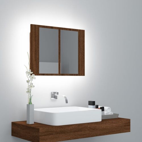 Armoire à miroir LED Chêne marron 60x12x45 cm Bois d'ingénierie - Photo n°2; ?>