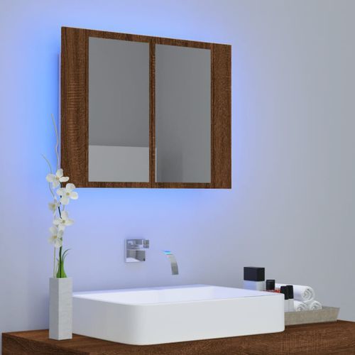 Armoire à miroir LED Chêne marron 60x12x45 cm Bois d'ingénierie - Photo n°3; ?>