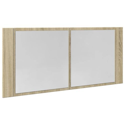 Armoire à miroir LED chêne sonoma 100x12x45cm bois d'ingénierie - Photo n°3; ?>