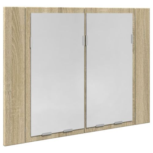 Armoire à miroir LED chêne sonoma 60x12x45 cm bois d'ingénierie - Photo n°3; ?>