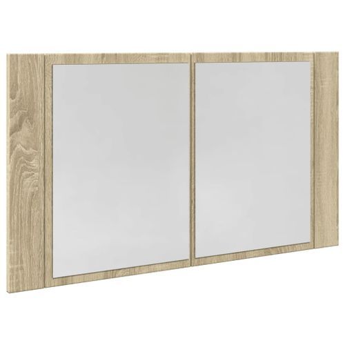 Armoire à miroir LED chêne sonoma 80x12x45 cm bois d'ingénierie - Photo n°3; ?>