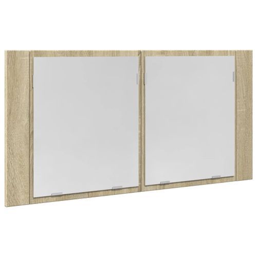 Armoire à miroir LED chêne sonoma 90x12x45 cm bois d'ingénierie - Photo n°3; ?>