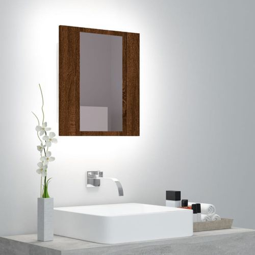 Armoire à miroir LED de salle de bain chêne marron 40x12x45 cm - Photo n°2; ?>