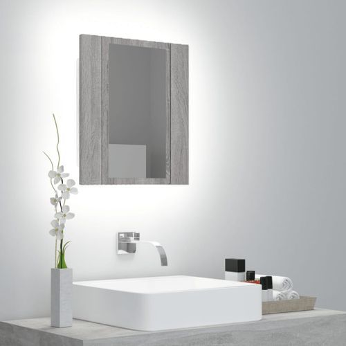 Armoire à miroir LED de salle de bain sonoma gris 40x12x45 cm - Photo n°2; ?>