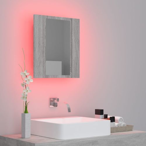 Armoire à miroir LED de salle de bain sonoma gris 40x12x45 cm - Photo n°3; ?>