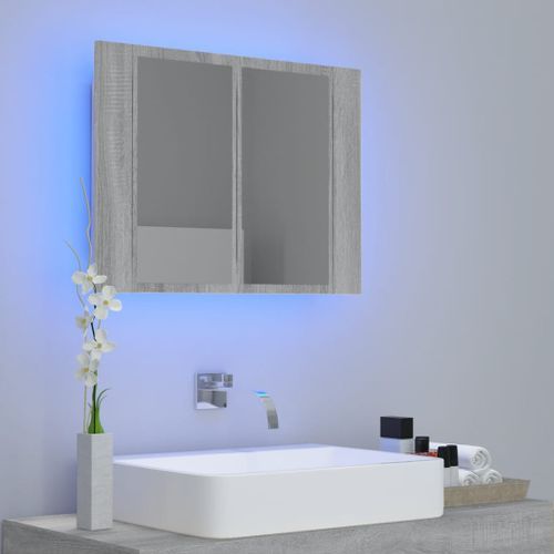 Armoire à miroir LED Sonoma gris 60x12x45 cm Bois d'ingénierie - Photo n°3; ?>