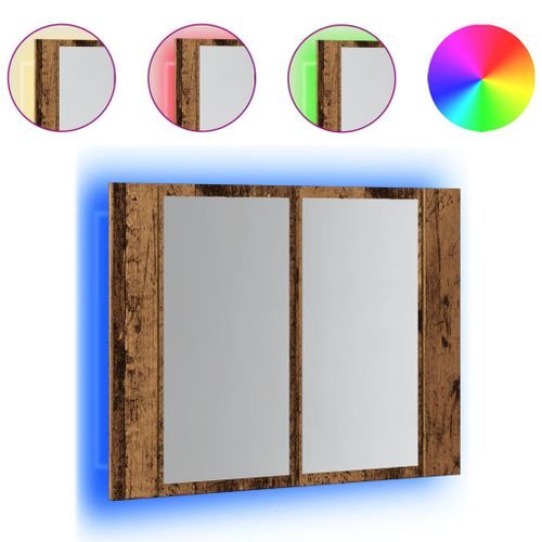 Armoire à miroir LED vieux bois 60x12x45 cm bois d'ingénierie - Photo n°2; ?>