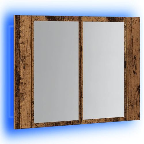 Armoire à miroir LED vieux bois 60x12x45 cm bois d'ingénierie - Photo n°3; ?>