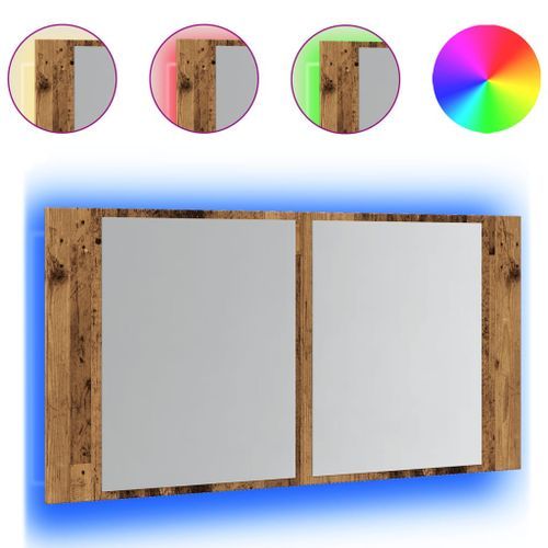 Armoire à miroir LED vieux bois 90x12x45 cm bois d'ingénierie - Photo n°2; ?>