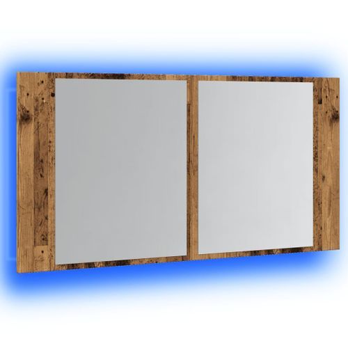 Armoire à miroir LED vieux bois 90x12x45 cm bois d'ingénierie - Photo n°3; ?>