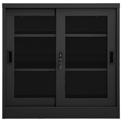 Armoire à portes coulissantes Anthracite 90x40x90 cm Acier - Photo n°2; ?>