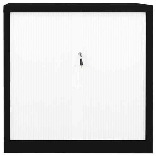 Armoire à portes coulissantes Noir et blanc 90x40x90 cm Acier - Photo n°3; ?>
