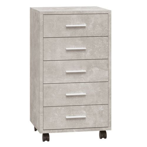 Armoire à tiroirs avec roulettes Gris béton Bois d'ingénierie - Photo n°2; ?>