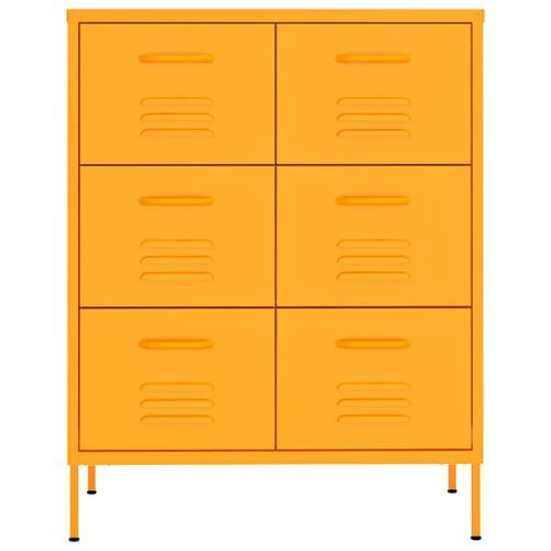 Armoire à tiroirs Jaune moutarde 80x35x101,5 cm Acier - Photo n°3; ?>