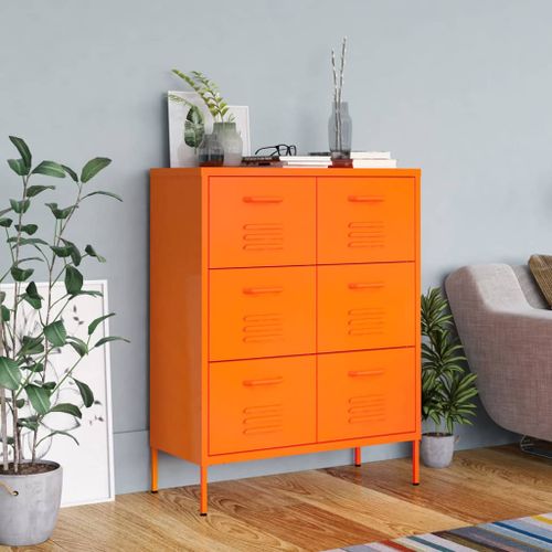 Armoire à tiroirs Orange 80x35x101,5 cm Acier - Photo n°3; ?>