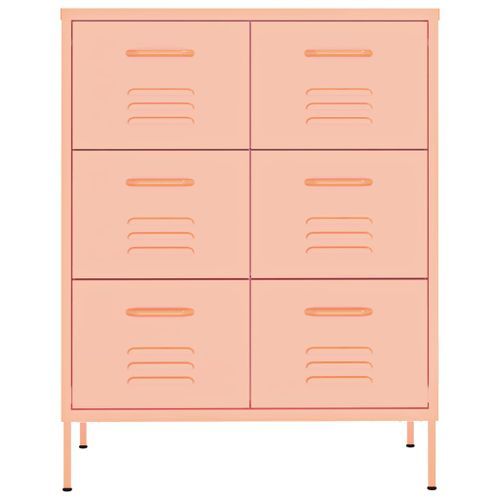 Armoire à tiroirs Rose 80x35x101,5 cm Acier - Photo n°3; ?>