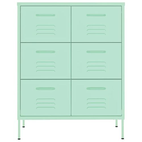 Armoire à tiroirs Vert menthe 80x35x101,5 cm Acier - Photo n°3; ?>