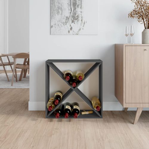 Armoire à vin Gris 62x25x62 cm Bois de pin massif - Photo n°3; ?>