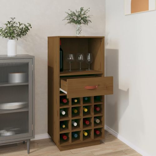 Armoire à vin Marron miel 45x34x100 cm Bois de pin massif - Photo n°3; ?>