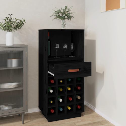 Armoire à vin Noir 45x34x100 cm Bois de pin massif - Photo n°3; ?>