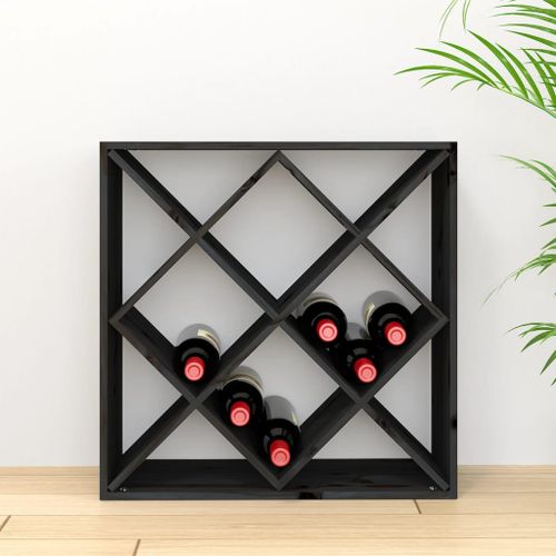 Armoire à vin Noir 62x25x62 cm Bois de pin massif - Photo n°3; ?>