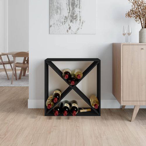 Armoire à vin Noir 62x25x62 cm Bois de pin massif - Photo n°3; ?>